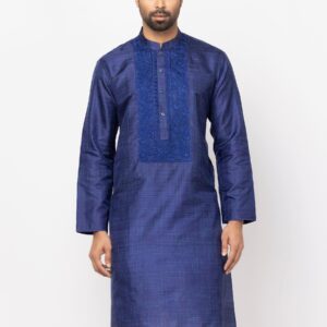 Navy Blue Mixed Silk Panjabi
