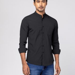 Black Cotton Fitted Shirt