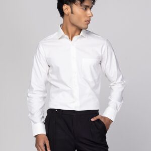 White Mixed Cotton Executive Shirt