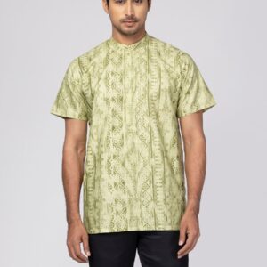 Pistachio Printed Endi Silk Fatua