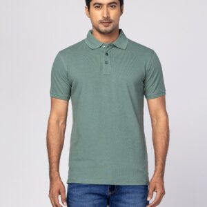 Green Mixed Cotton Polo Shirt