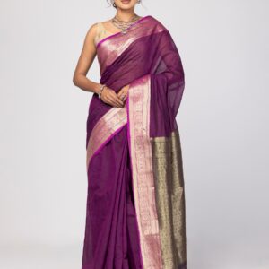 Plum Sirajganj Cotton Opera Saree