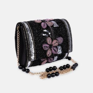 Black Embroidered Chosha Fabric Purse