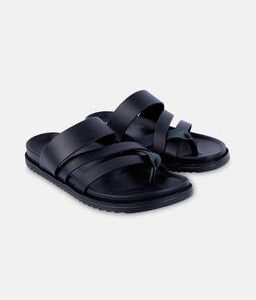 Black Genuine Leather Sandals