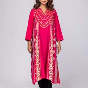 Magenta Printed and Embroidered Cotton cords